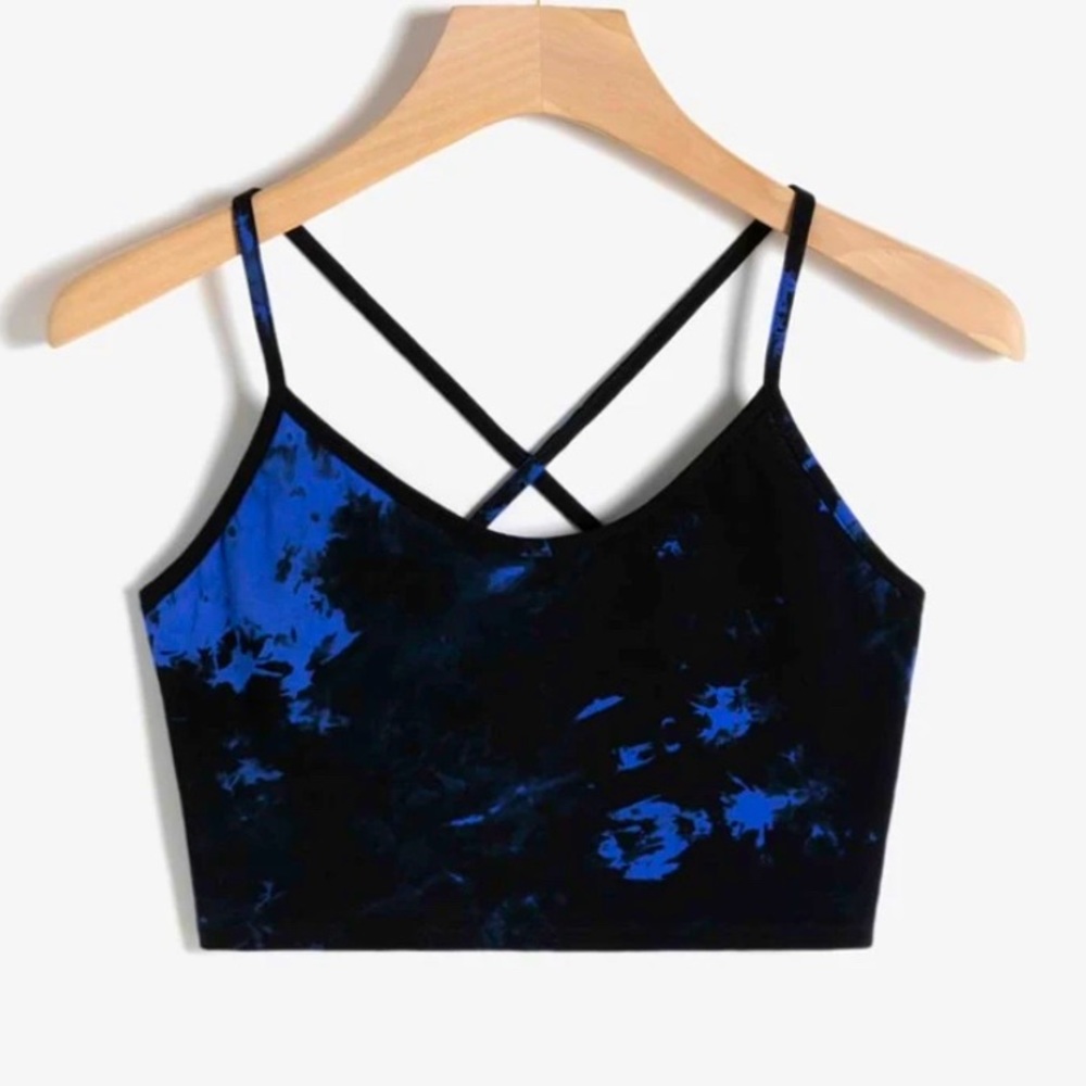 TYE DYE CRISS CROSS CROP TOP 💙🖤💙🖤